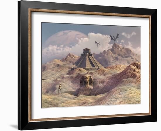 An Alien World with Earth-Like Structures-Stocktrek Images-Framed Photographic Print