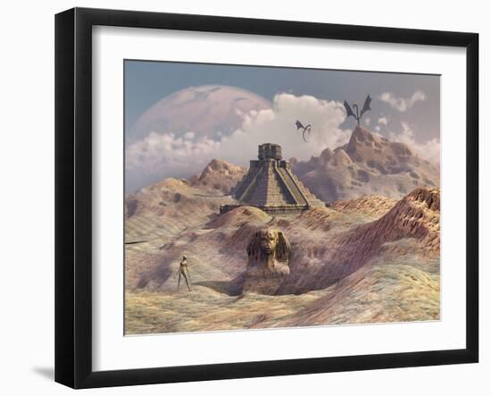 An Alien World with Earth-Like Structures-Stocktrek Images-Framed Photographic Print