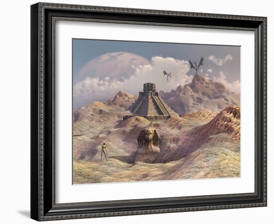 An Alien World with Earth-Like Structures-Stocktrek Images-Framed Photographic Print