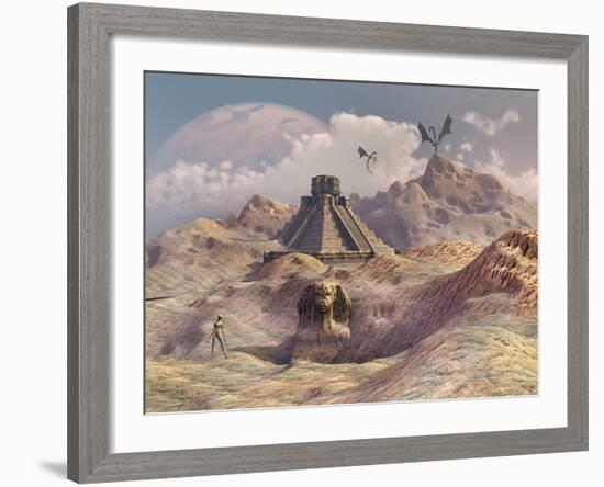 An Alien World with Earth-Like Structures-Stocktrek Images-Framed Photographic Print