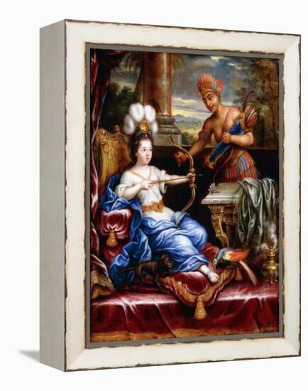 An Allegory of America Paying Homage to Europe-Pierre Mignard-Framed Premier Image Canvas