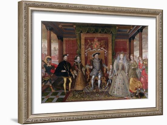 An Allegory of the Tudor Succession: the Family of Henry Viii, C.1589-95 (Oil on Panel)-English-Framed Giclee Print