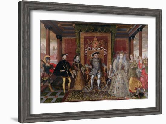 An Allegory of the Tudor Succession: the Family of Henry Viii, C.1589-95 (Oil on Panel)-English-Framed Giclee Print