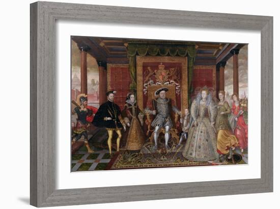 An Allegory of the Tudor Succession: the Family of Henry Viii, C.1589-95 (Oil on Panel)-English-Framed Giclee Print