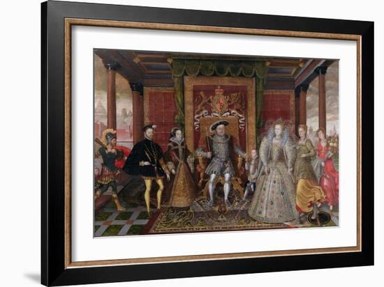 An Allegory of the Tudor Succession: the Family of Henry Viii, C.1589-95 (Oil on Panel)-English-Framed Giclee Print