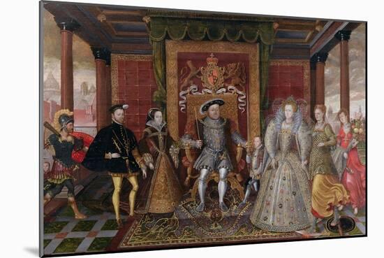 An Allegory of the Tudor Succession: the Family of Henry Viii, C.1589-95 (Oil on Panel)-English-Mounted Giclee Print