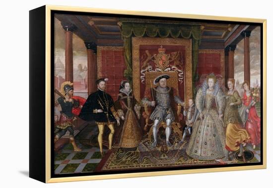 An Allegory of the Tudor Succession: the Family of Henry Viii, C.1589-95 (Oil on Panel)-English-Framed Premier Image Canvas