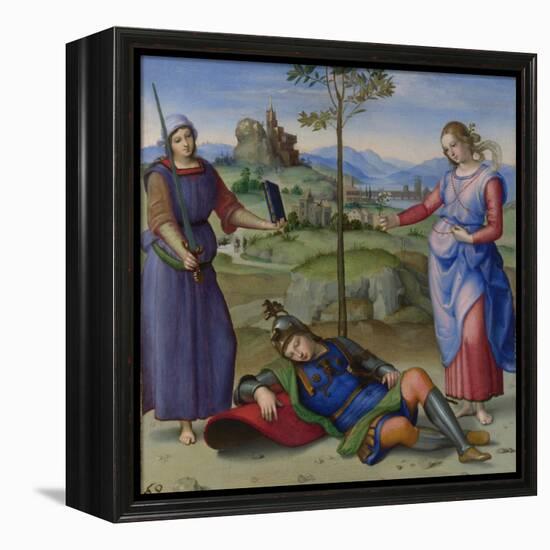 An Allegory (Vision of a Knigh), C. 1504-Raphael-Framed Premier Image Canvas