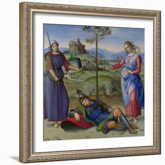 An Allegory (Vision of a Knigh), C. 1504-Raphael-Framed Giclee Print