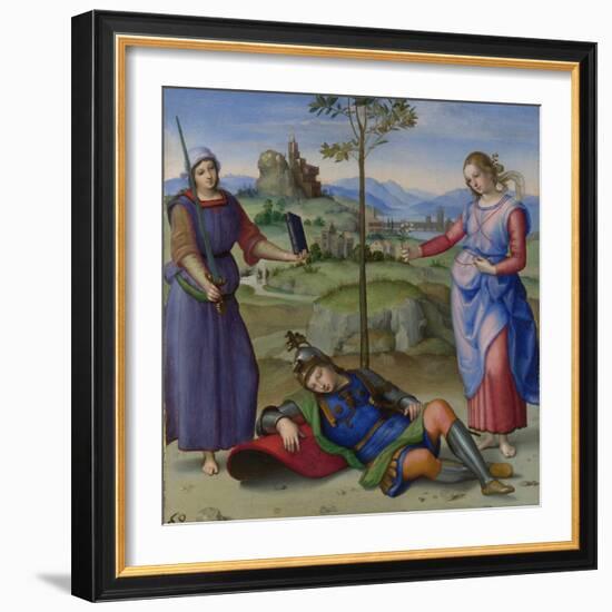 An Allegory (Vision of a Knigh), C. 1504-Raphael-Framed Giclee Print