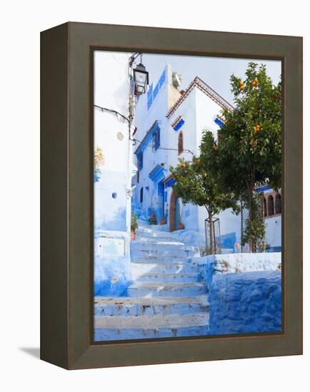 An Alleyway in the Medina, Chefchaouen, Morocco-A_nella-Framed Premier Image Canvas