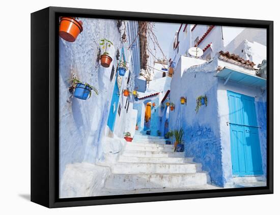 An Alleyway in the Medina, Chefchaouen, Morocco-A_nella-Framed Premier Image Canvas