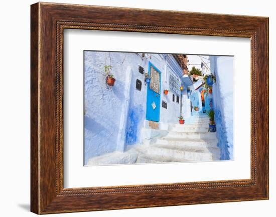 An Alleyway in the Medina, Chefchaouen, Morocco-A_nella-Framed Photographic Print