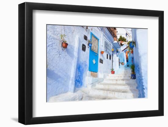 An Alleyway in the Medina, Chefchaouen, Morocco-A_nella-Framed Photographic Print