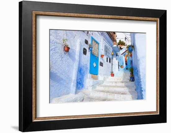 An Alleyway in the Medina, Chefchaouen, Morocco-A_nella-Framed Photographic Print