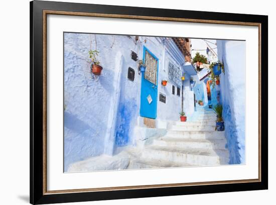 An Alleyway in the Medina, Chefchaouen, Morocco-A_nella-Framed Photographic Print