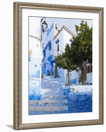 An Alleyway in the Medina, Chefchaouen, Morocco-A_nella-Framed Photographic Print