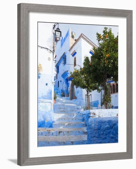 An Alleyway in the Medina, Chefchaouen, Morocco-A_nella-Framed Photographic Print