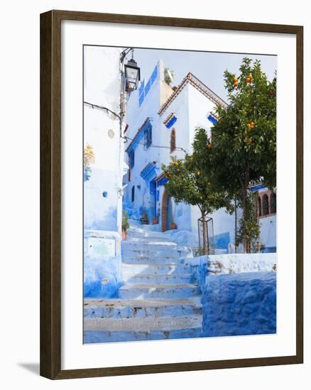 An Alleyway in the Medina, Chefchaouen, Morocco-A_nella-Framed Photographic Print