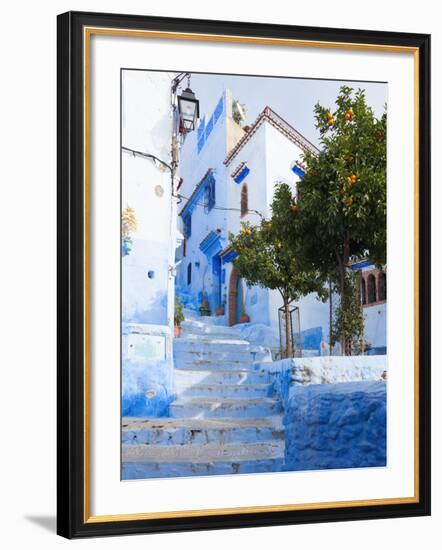 An Alleyway in the Medina, Chefchaouen, Morocco-A_nella-Framed Photographic Print