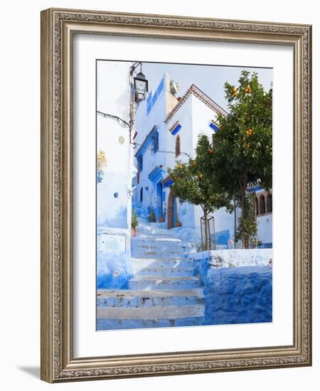 An Alleyway in the Medina, Chefchaouen, Morocco-A_nella-Framed Photographic Print