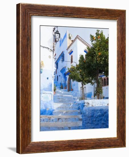 An Alleyway in the Medina, Chefchaouen, Morocco-A_nella-Framed Photographic Print