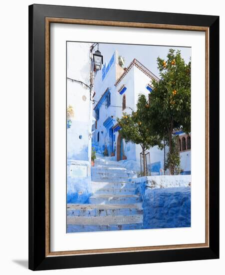 An Alleyway in the Medina, Chefchaouen, Morocco-A_nella-Framed Photographic Print