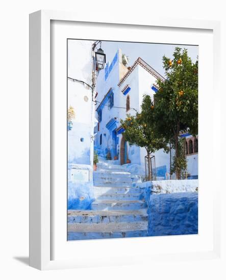 An Alleyway in the Medina, Chefchaouen, Morocco-A_nella-Framed Photographic Print