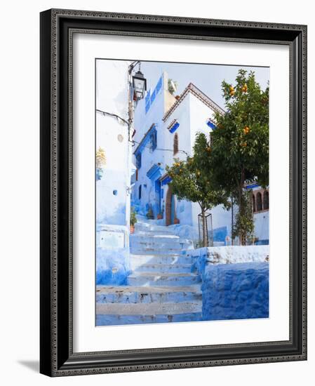 An Alleyway in the Medina, Chefchaouen, Morocco-A_nella-Framed Photographic Print