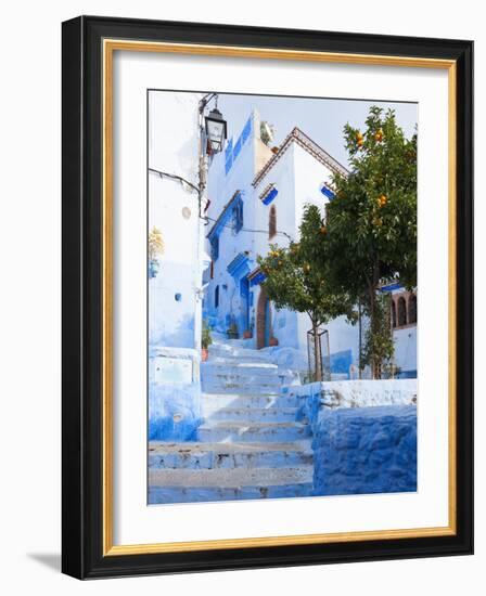 An Alleyway in the Medina, Chefchaouen, Morocco-A_nella-Framed Photographic Print