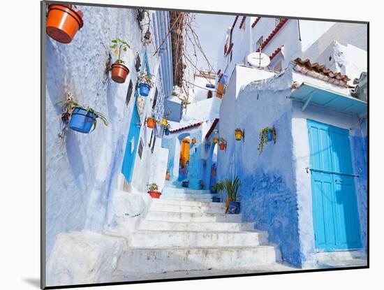 An Alleyway in the Medina, Chefchaouen, Morocco-A_nella-Mounted Photographic Print