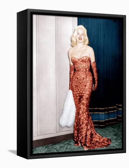 An Alligator Named Daisy, Diana Dors, Attending Movie Premiere at the Odeon, Marble Arch, 1955-null-Framed Stretched Canvas