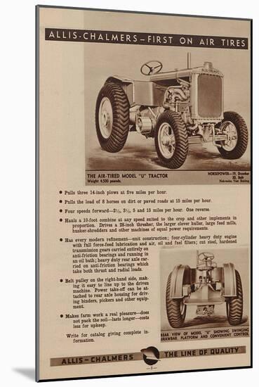 An Allis Chalmers Air-Tired Model U Tractor-null-Mounted Giclee Print