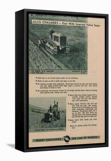 An Allis Chalmers Model 35-K Tractor Plowing and Hillside Model 35-K Pulling a Combine-null-Framed Premier Image Canvas