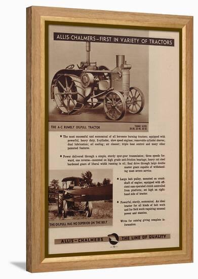 An Allis Chalmers Rumely Oil Pull Tractor-null-Framed Premier Image Canvas