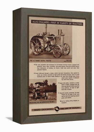 An Allis Chalmers Rumely Oil Pull Tractor-null-Framed Premier Image Canvas