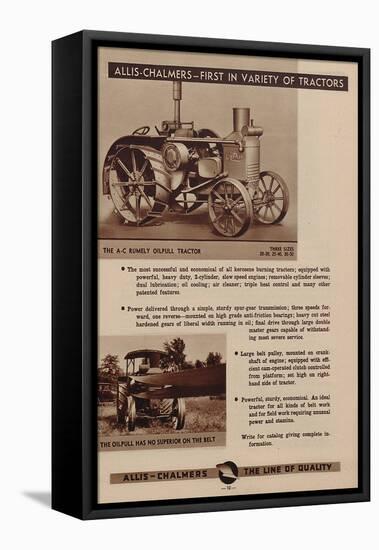 An Allis Chalmers Rumely Oil Pull Tractor-null-Framed Premier Image Canvas