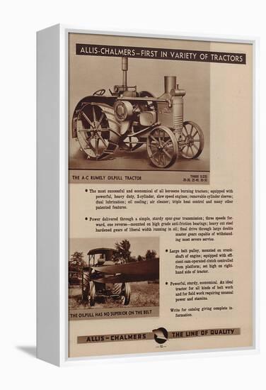 An Allis Chalmers Rumely Oil Pull Tractor-null-Framed Premier Image Canvas