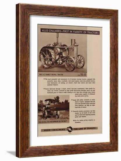 An Allis Chalmers Rumely Oil Pull Tractor-null-Framed Giclee Print