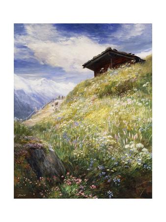 An Alpine Meadow Switzerland Giclee Print John Macwhirter Art Com An Alpine Meadow Switzerland Giclee Print John Macwhirter Art Com