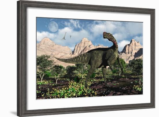 An Altirhinus Dinosaur in a Cretaceous Environment-Stocktrek Images-Framed Art Print