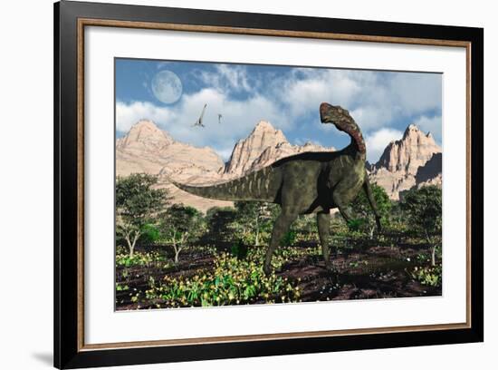 An Altirhinus Dinosaur in a Cretaceous Environment-Stocktrek Images-Framed Art Print