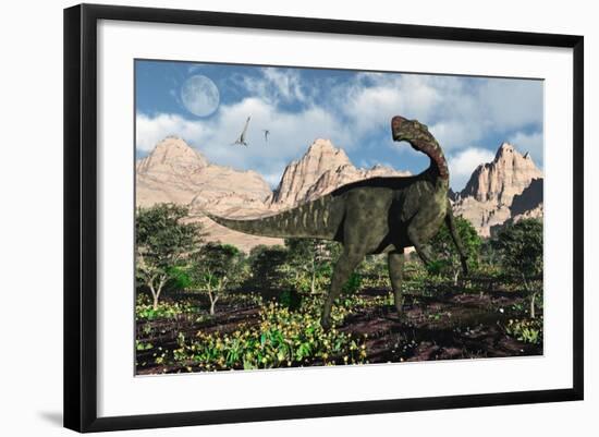 An Altirhinus Dinosaur in a Cretaceous Environment-Stocktrek Images-Framed Art Print