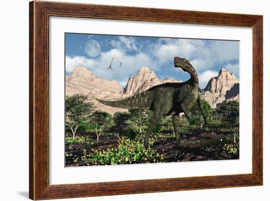 An Altirhinus Dinosaur in a Cretaceous Environment-Stocktrek Images-Framed Art Print