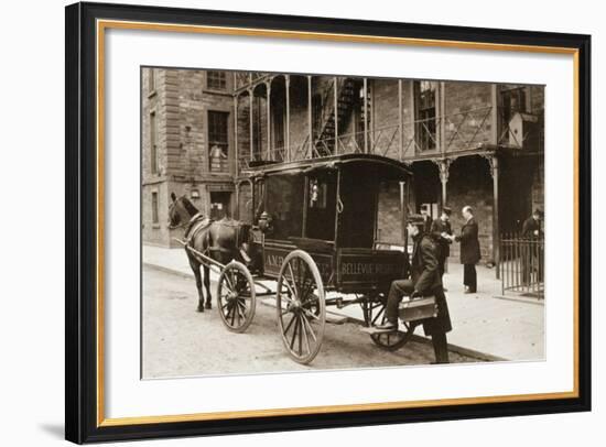 An Ambulance at Bellevue Hospital, New York City, 1896--Framed Giclee Print