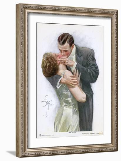 An American Couple, in Evening Dress, Kiss Ardently Yet with Decorum-null-Framed Art Print