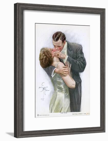 An American Couple, in Evening Dress, Kiss Ardently Yet with Decorum-null-Framed Art Print
