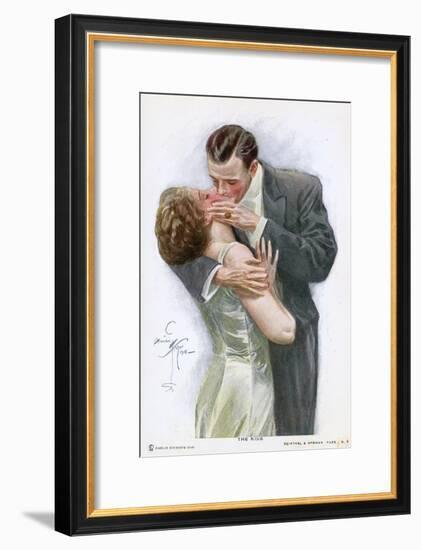 An American Couple, in Evening Dress, Kiss Ardently Yet with Decorum-null-Framed Art Print