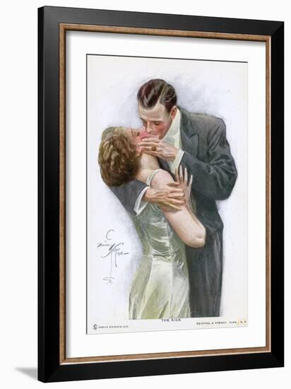 An American Couple, in Evening Dress, Kiss Ardently Yet with Decorum-null-Framed Art Print