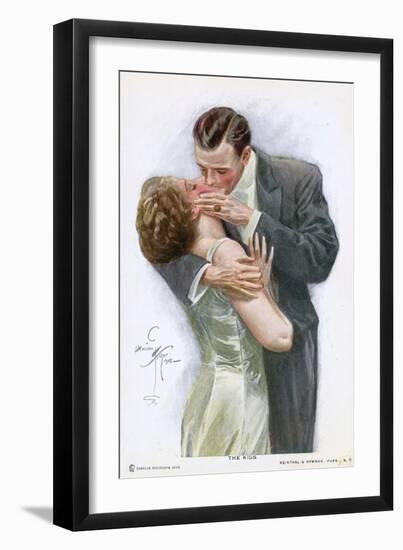 An American Couple, in Evening Dress, Kiss Ardently Yet with Decorum-null-Framed Art Print